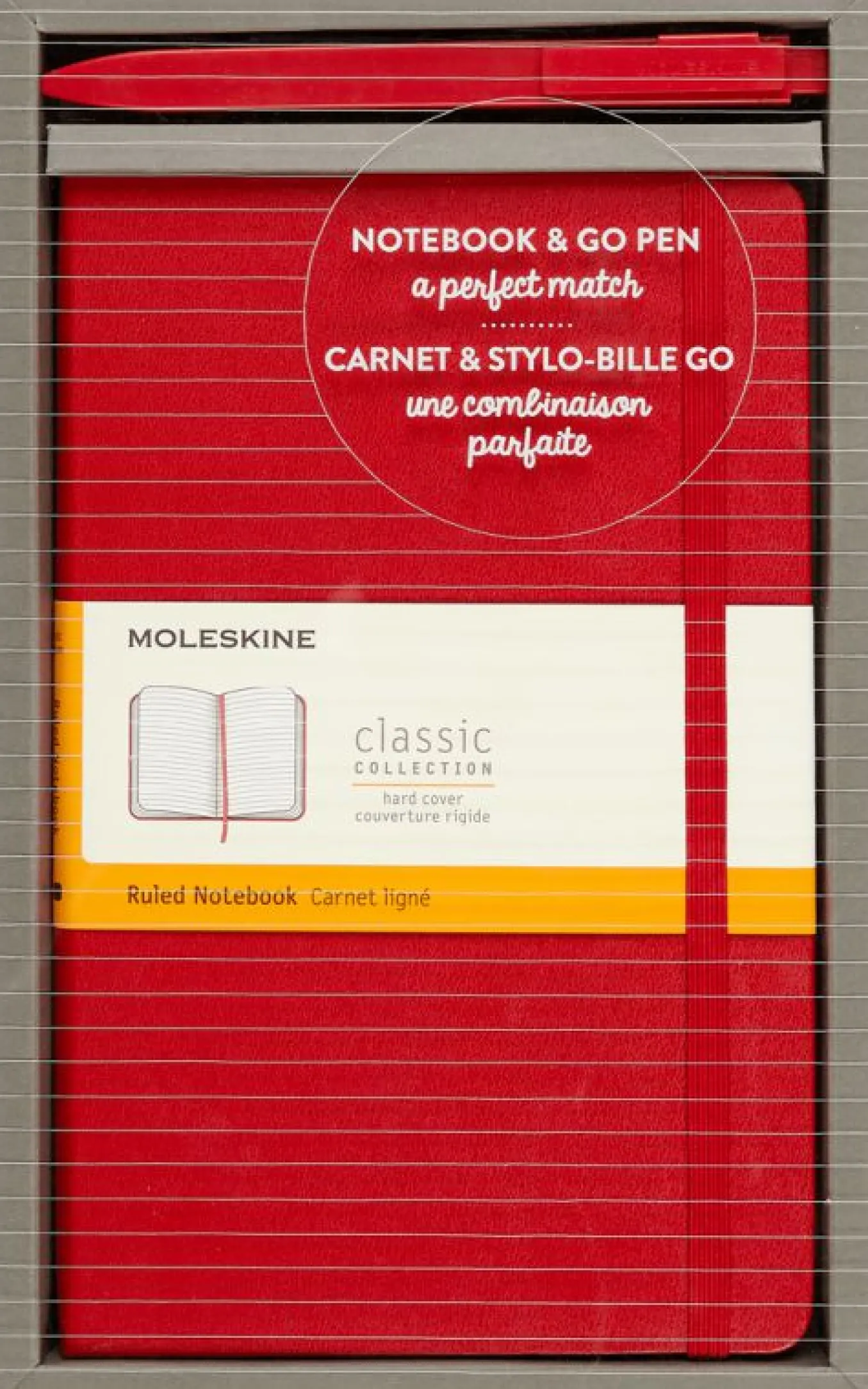 Classic Notebook and Go Pen Set Hard Cover Scarlet Red