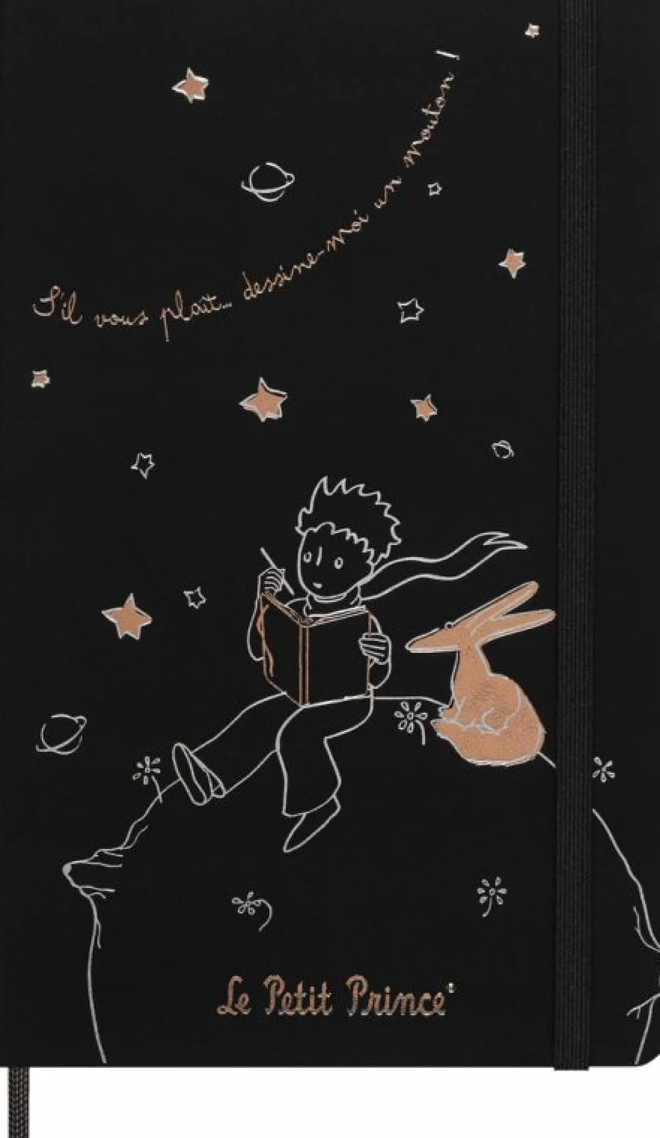 le_petit_prince_collector_12.webp Le Petit Prince Collector's Box Large ruled notebook, Large Undated Planner, Le Petit Prince statuette, Gift Box Black