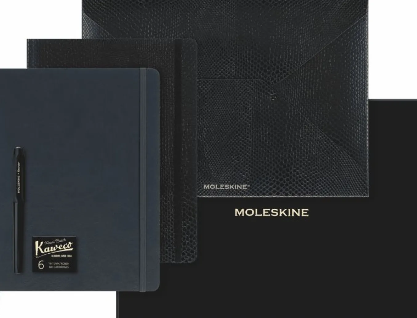 Precious & Ethical Collector's Box XL ruled notebook, python-effect envelope, Kaweco fountain pen Black