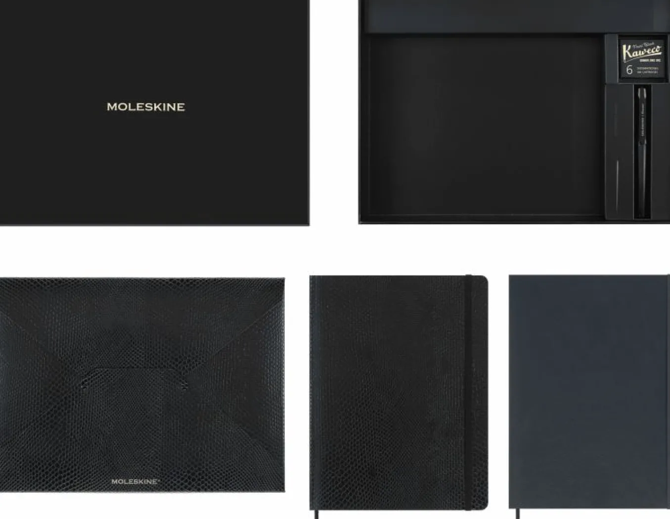 Precious & Ethical Collector's Box XL ruled notebook, python-effect envelope, Kaweco fountain pen Black