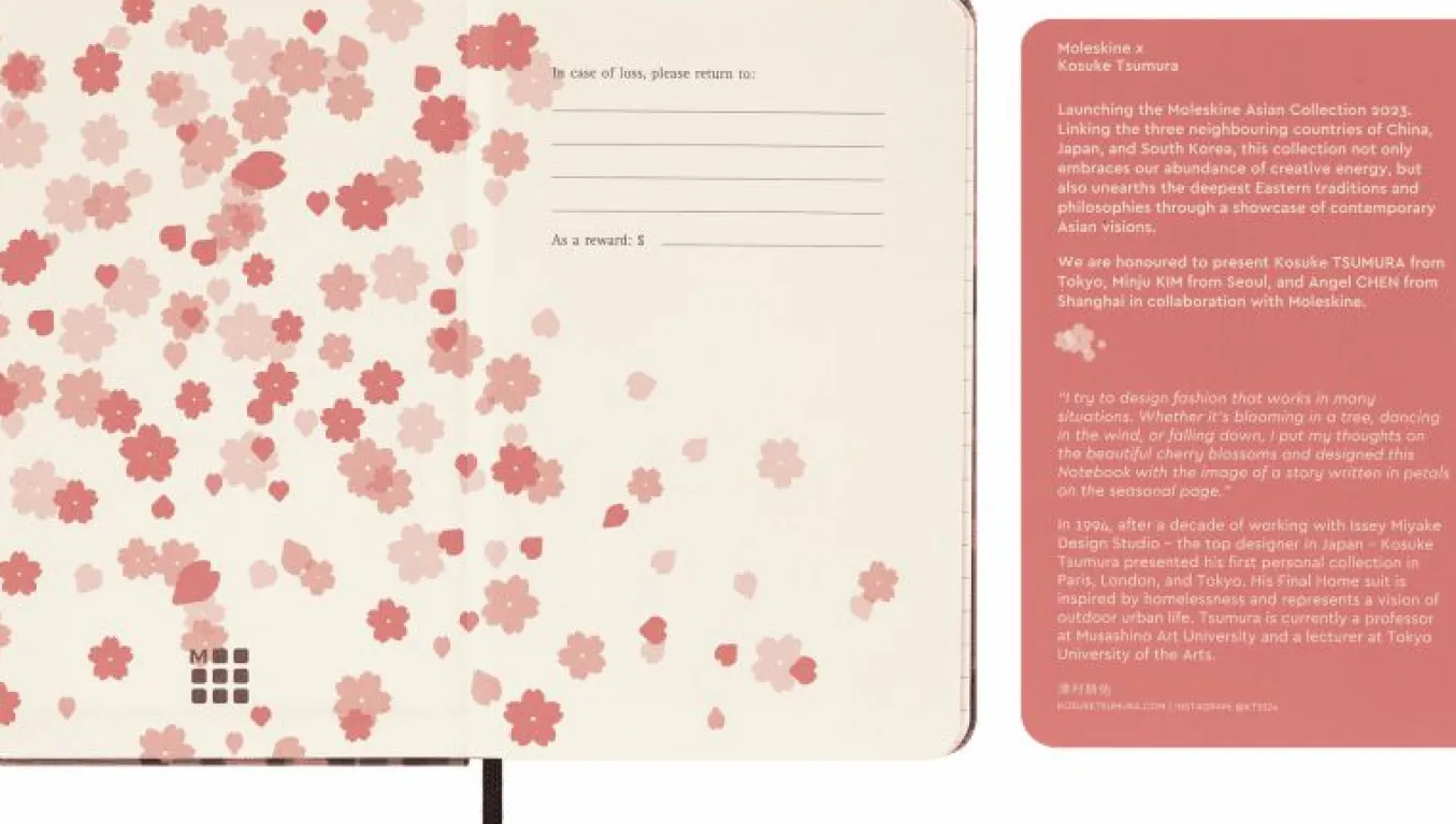 Sakura Notebook by Kosuke Tsumura Pocket, fabric hard cover, ruled Multi-color