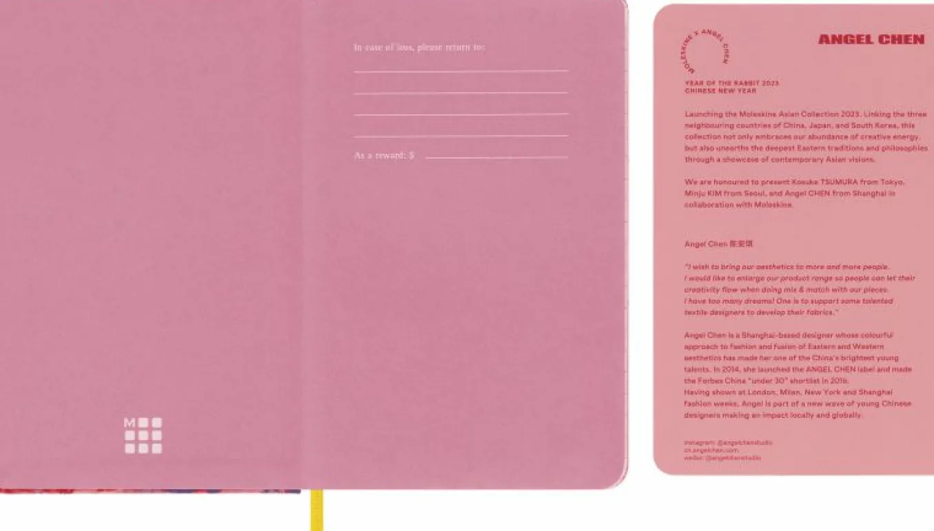 Year of the Rabbit Notebook by Angel Chen Pocket, Fabric Hard Cover, Ruled Multi-color