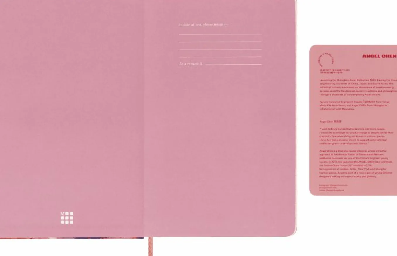 Year of the Rabbit Notebook by Angel Chen Large, Fabric Hard Cover, Ruled Multi-color